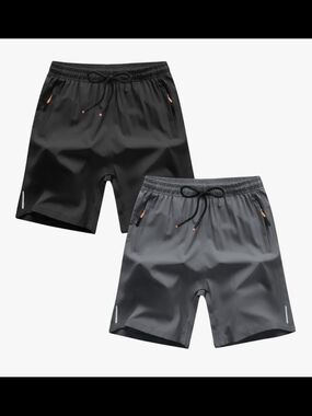 NEW Boys Size 7-8 Athletic Running Shorts 2 Pack w Zipper Pockets